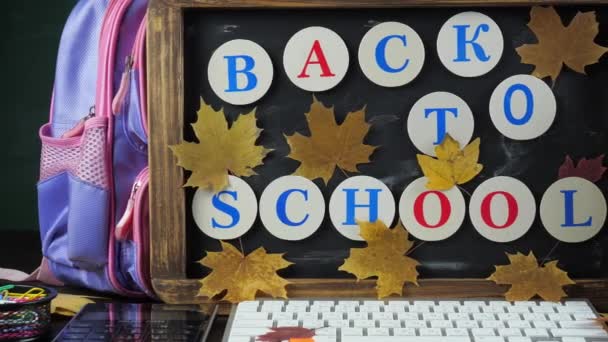 Zpátky Školy Školní Potřeby Pro Kurzy Lekce — Stock video
