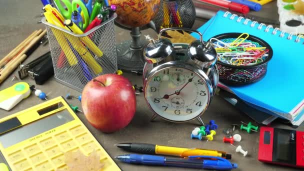 Torniamo Scuola Materiale Scolastico Lezioni Lezioni — Video Stock