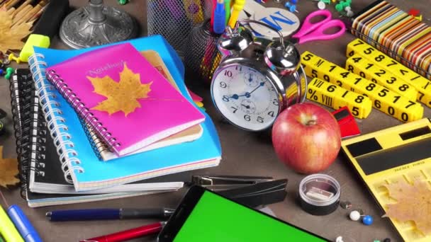 Back School School Supplies Classes Lessons — Stock Video