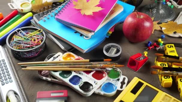 Back School School Supplies Classes Lessons — Stock Video