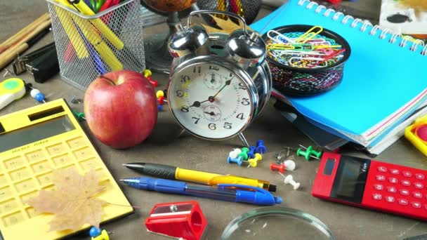 Torniamo Scuola Materiale Scolastico Lezioni Lezioni — Video Stock