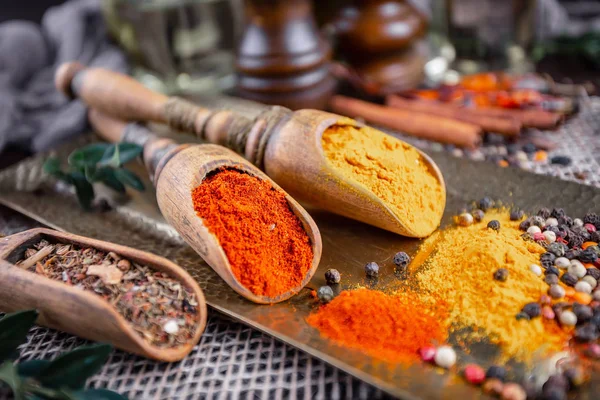 Specerijen Kruiderijen Voor Het Koken Samenstelling Tafel — Stockfoto