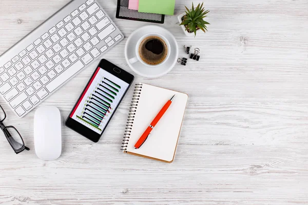 Artículos Para Negocios Fondo Claro Sobre Mesa Vista Desde Parte — Foto de Stock