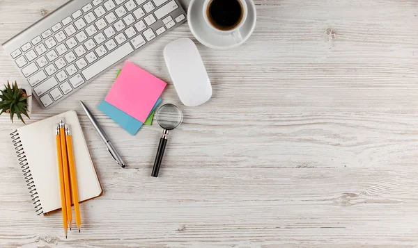 Artículos Para Negocios Fondo Claro Sobre Mesa Vista Desde Parte — Foto de Stock