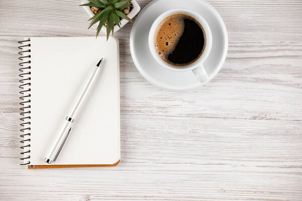 Items for business on a light background on the table, view from the top