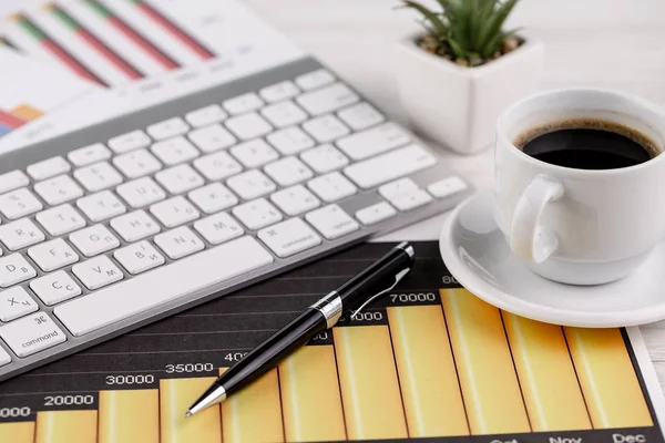 Artículos Para Negocios Fondo Claro Sobre Mesa Vista Desde Parte — Foto de Stock