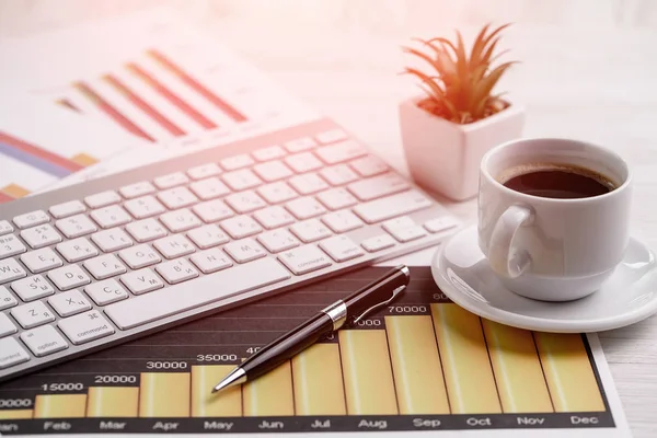 Objecten Voor Bedrijf Tegen Een Lichte Achtergrond Tafel Uitzicht Vanaf — Stockfoto