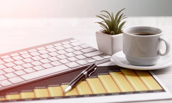 Artículos Para Negocios Fondo Claro Sobre Mesa Vista Desde Parte — Foto de Stock