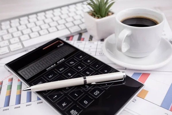 Objecten Voor Bedrijf Tegen Een Lichte Achtergrond Tafel Uitzicht Vanaf — Stockfoto