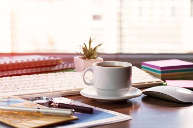 Muhasebe. Kompozisyon ofiste iş yapmak için öğeleri.