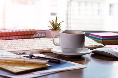 Muhasebe. Kompozisyon ofiste iş yapmak için öğeleri.