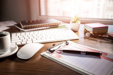 Muhasebe. Kompozisyon ofiste iş yapmak için öğeleri.