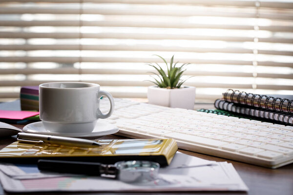 Accounting. Items for doing business in the office in the composition.