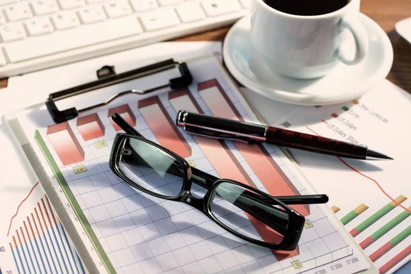 Buchhaltung Gegenstände Für Die Geschäftstätigkeit Büro Der Zusammensetzung — Stockfoto