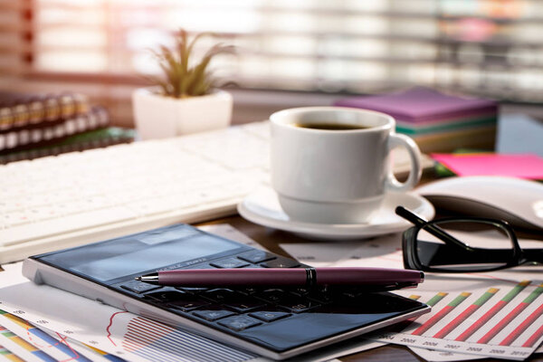 Accounting. Items for doing business in the office in the composition.