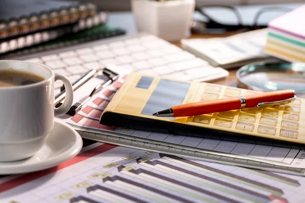 Buchhaltung Gegenstände Für Die Geschäftstätigkeit Büro Der Zusammensetzung — Stockfoto