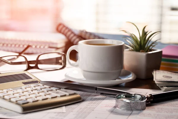 Boekhouden Items Voor Zakendoen Het Kantoor Samenstelling — Stockfoto