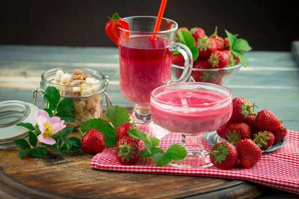 Morango Doce Comida Saudável Saudável Composição Mesa — Fotografia de Stock