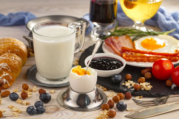 Desayuno Saludable Sobre Fondo Viejo Concepto Comida Sabrosa Saludable — Foto de Stock