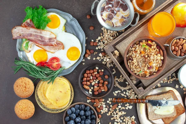 Desayuno Saludable Sobre Fondo Viejo — Foto de Stock