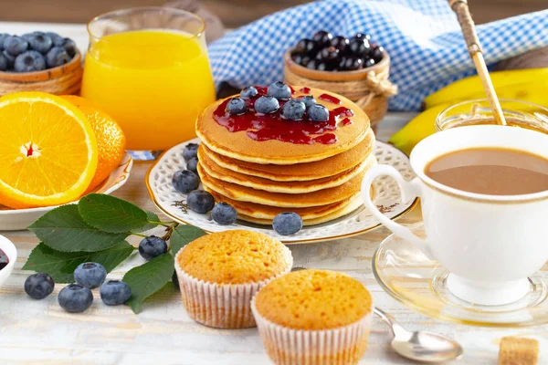 Здоровый Завтрак Старом Фоне Концепция Вкусной Здоровой Пищи — стоковое фото