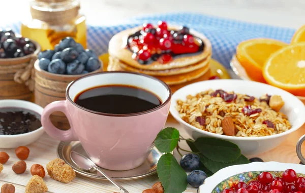 Desayuno Saludable Sobre Fondo Viejo Concepto Comida Sabrosa Saludable — Foto de Stock