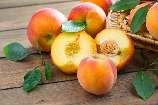 Ripe Peaches Old Background — Stock Photo, Image