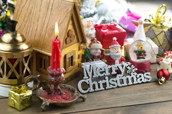 Feliz Natal Cartão Postal Com Presentes Decorações Natal — Fotografia de Stock