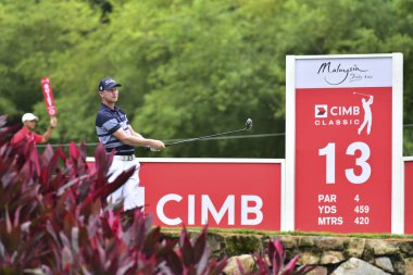 Kuala Lumpur, Malezya - 11 Ekim: Justin Harding Güney Afrika CIMB klasik 2018, Tpc Kuala Lumpur, Kuala Lumpur, Malezya üzerinde 11 Ekim 2018 1 turda sırasında resimde. Masuti tarafından (fotoğraf)