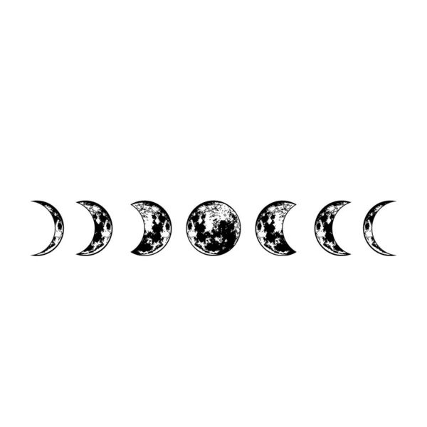 Phases lunaires. Surface vectorielle de la lune. Silhouette cosmique isolée. — Image vectorielle