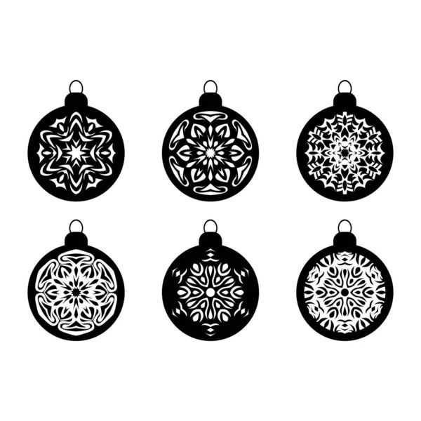 Christmas ball New year Bauble Winter snow ball ornaments New Years Clipart Snowflake ball silhouette. — Stock Vector