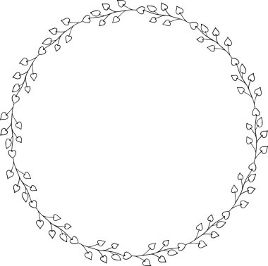 Botanik vektör çerçevesi. Çiçek arkaplan. Elle çizilmiş çerçeve bırakır. Çiçek desenli zarif bir çelenk. Çizgi çizme vektör dalları, bitkiler, bitkiler. Yaprak logosu. Düğün davetiyesi sabit. 