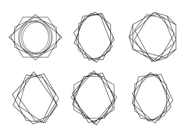 Modern geometrik çerçeve. Vektör düğün daveti Siyah minimalist kart geçmişi. 
