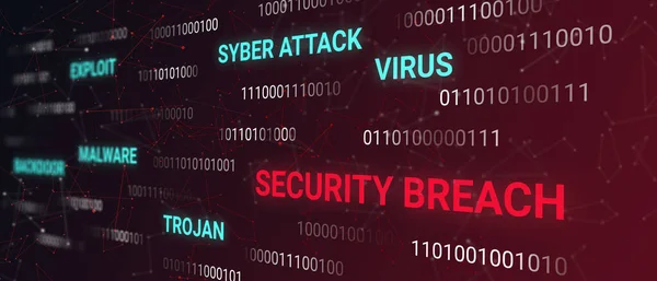 Beveiligingsbreuk Concept Binaire Code Met Exploit Virus Trojan Andere Woorden — Stockfoto