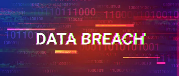 Data Breach Glitchy Style Words Abstract Binary Code Background Internet — Stock Photo, Image