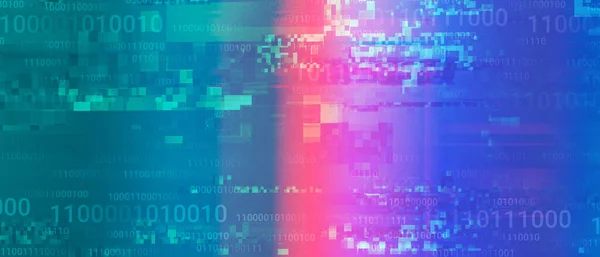 Transmissão Dados Visualização Sinal Digital Alta Tecnologia Com Código Binário — Fotografia de Stock