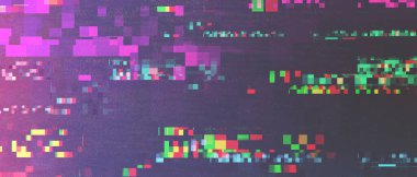 Arızalı pikselli sinyal bozma arka planı. Aktarım hatası, hacklenen ekran, parazit