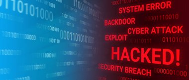 Hacklenmiş bilgi konsepti. Etkinleştirmeyi hackleyen ikili kod akışı (kelimeler)