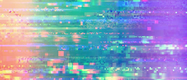 硬而闪闪发光的彩色像素混合抽象 数字噪音 信号丢失 网络攻击背景 — 图库照片