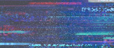 Eski VHS TV arka planında karanlık bir arıza var. Gürültü pikselli kusurlu soyut arkaplan