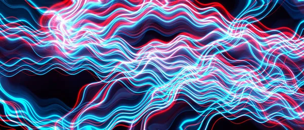 Abstract Neon Light Trail Wavy Lines Background — Stock Photo, Image