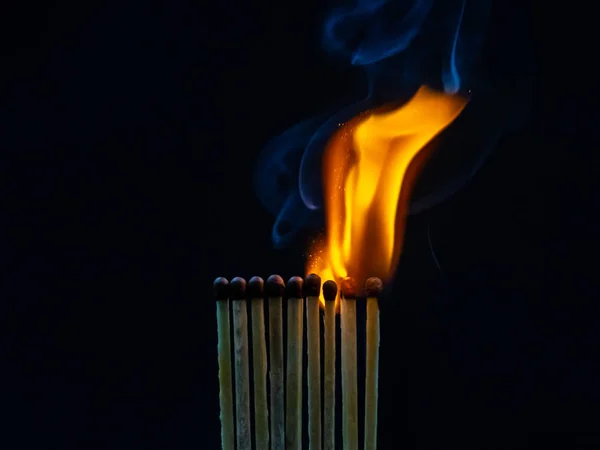 match, matches, smoke, black background and flame