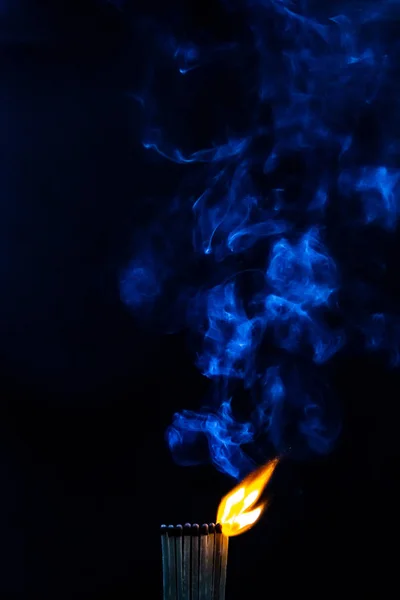 Match Matches Smoke Black Background Flame — Stock Photo, Image