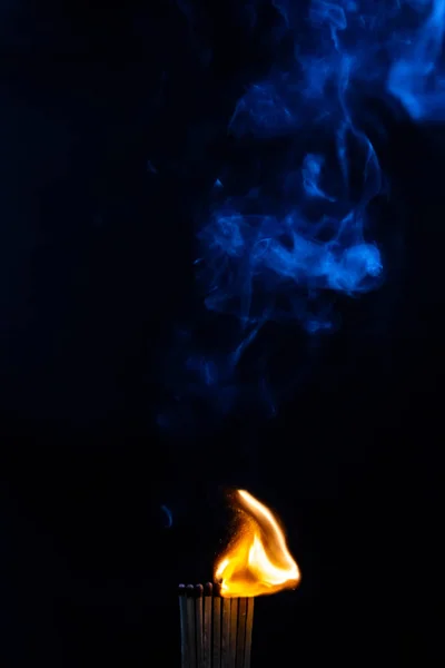 Match Matches Smoke Black Background Flame — Stock Photo, Image