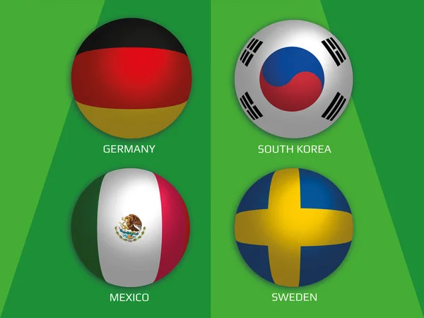 Voetbal Wereld Kampioenschap Groepen Met Duitsland Zweden Zuid Korea Mexico — Stockfoto