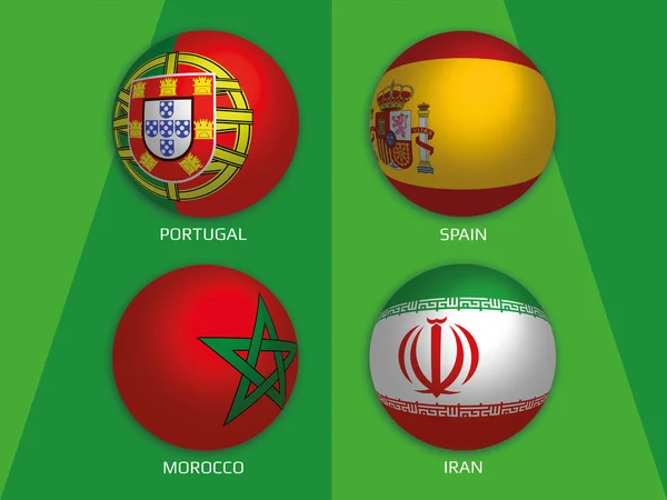 ポルトガル スペイン モロッコ イランとの フットボール世界選手権グループバナー デザイン背景サッカー — ストック写真
