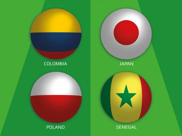 Voetbal Wereld Kampioenschap Groepen Met Colombia Japan Polen Senegal Banner — Stockfoto