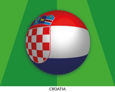 Futbol Dünya Şampiyonası Hırvatistan bayrağı ile oynarken bir çim çim futbol topu yuvarlak yaptı