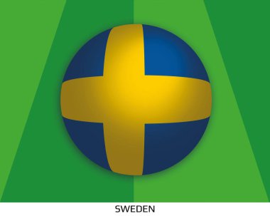 Futbol Dünya Şampiyonası İsveç bayrağı ile oynarken bir çim çim futbol topu yuvarlak yaptı