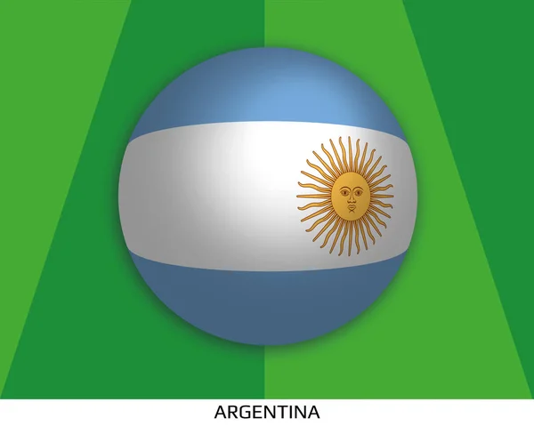 Football World championship with Argentina flag made round as soccer ball on a playing grass lawn